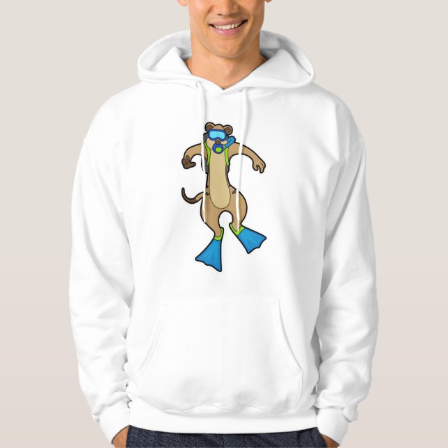 Meerkat vid Diving med Swimming goggles Hoodie (Framsida)
