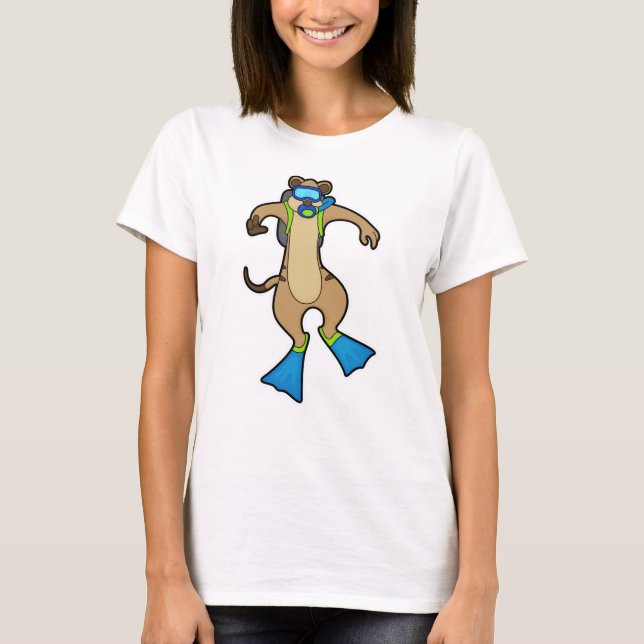 Meerkat vid Diving med Swimming goggles T Shirt (Framsida)