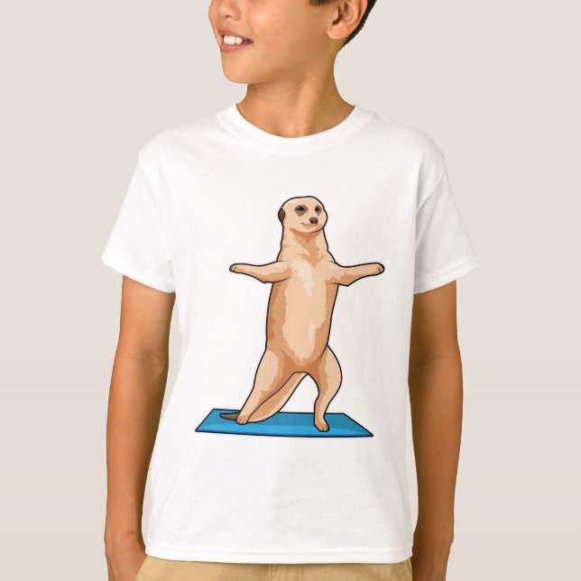 Meerkat vid Fitness Stretching träning T Shirt (Framsida)