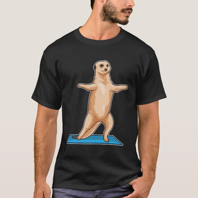 Meerkat vid Fitness Stretching träning T Shirt (Framsida)