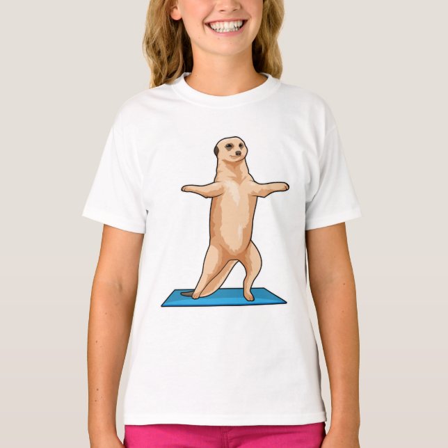 Meerkat vid Fitness Stretching träning T Shirt (Framsida)