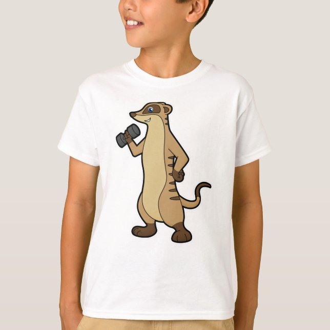 Meerkat vid styrkeutbildning med Dumbbell T Shirt (Framsida)