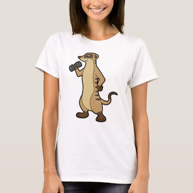 Meerkat vid styrkeutbildning med Dumbbell T Shirt (Framsida)