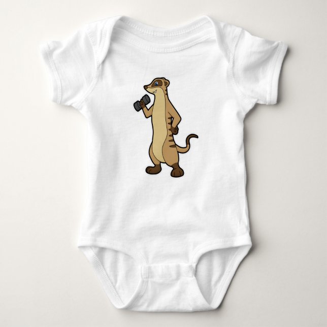 Meerkat vid styrkeutbildning med Dumbbell T Shirt (Framsida)