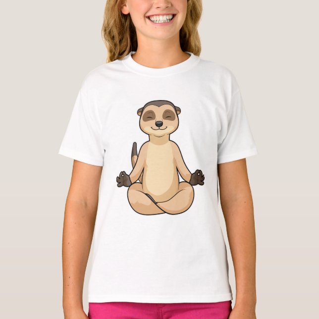Meerkat vid Yoga Meditation T Shirt (Framsida)