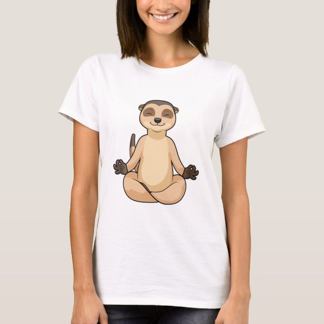 Meerkat vid Yoga Meditation T Shirt (Framsida)