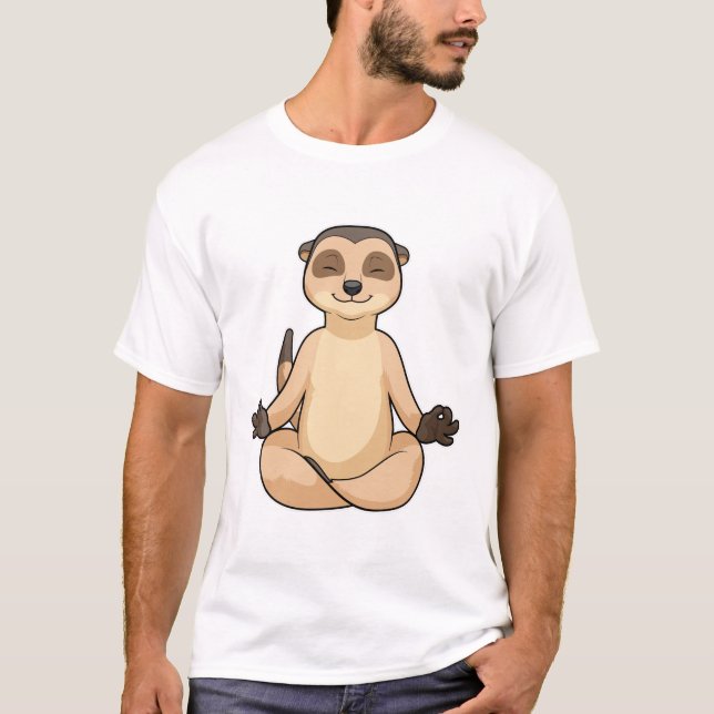 Meerkat vid Yoga Meditation T Shirt (Framsida)