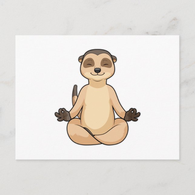 Meerkat vid Yoga Meditation Vykort (Framsida)