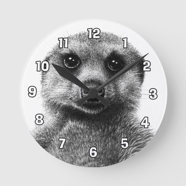 Meerkat Wall Clock Rund Klocka (Framsida)