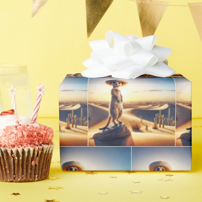 Meerkat Wearing a Mexican Sombrero Presentpapper (Födelsedagsfest)