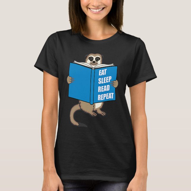 Meerkat with Book Books Reading Hobby T Shirt (Framsida)