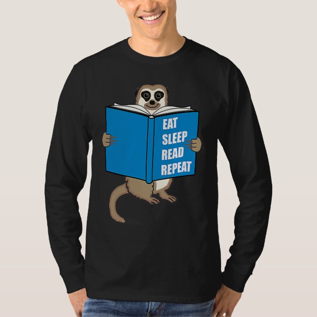 Meerkat with Book Books Reading Hobby T Shirt (Framsida)