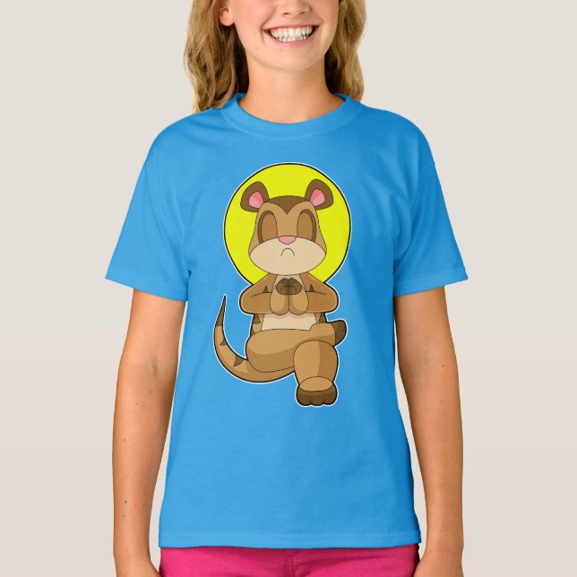 Meerkat Yoga Fitness Meditation T Shirt (Framsida)