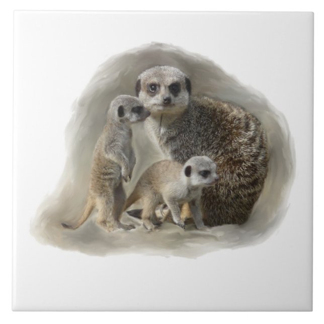 meerkatfamilj kakelplatta (Framsidan)