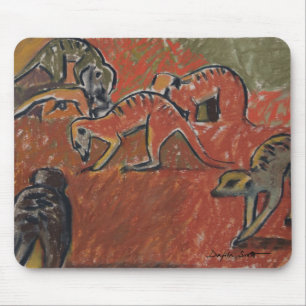 Meerkats foraging - konstmousepad musmatta