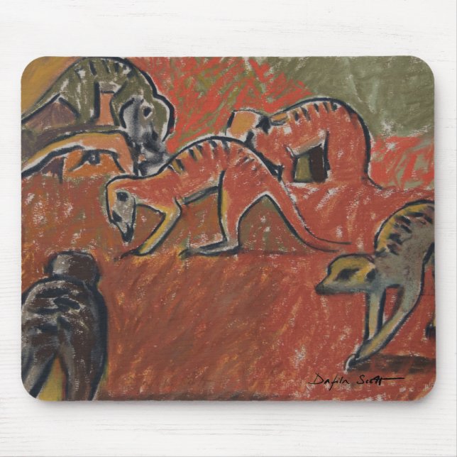 Meerkats foraging - konstmousepad musmatta (Framsidan)