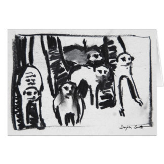 Meerkats krig-dans - konstkort hälsningskort