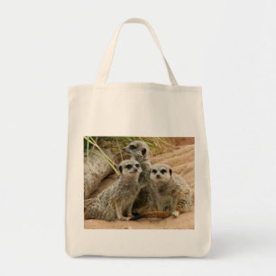 Meerkats på den organiska totot för utkik tygkasse