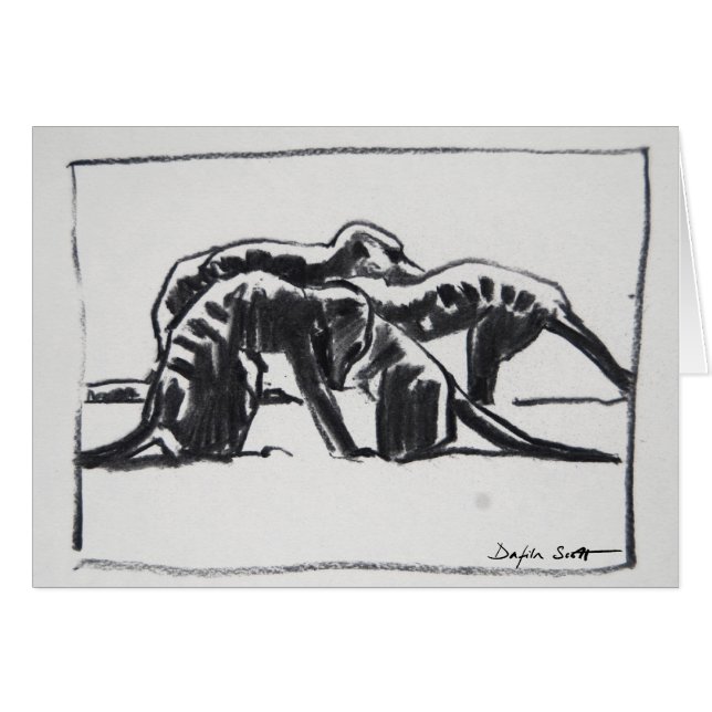 Meerkats som ansar 2 - konstkort hälsningskort (Framsidan Horizontal)