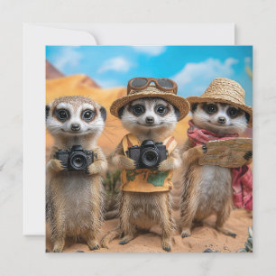 Meerkats som turister med kameror och Kartor