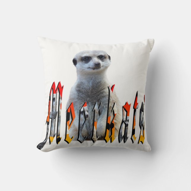 Meerkats: Stående Proud bakom Namn Kudde (Framsida)