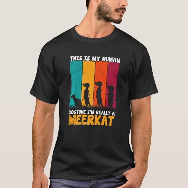 Meerkats Suricate Wilderness Afrika Animal Zoo Rod T Shirt (Framsida)