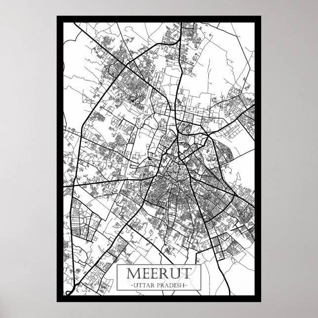 Meerut Uttar Pradesh Stadskarta Poster (Framsidan)