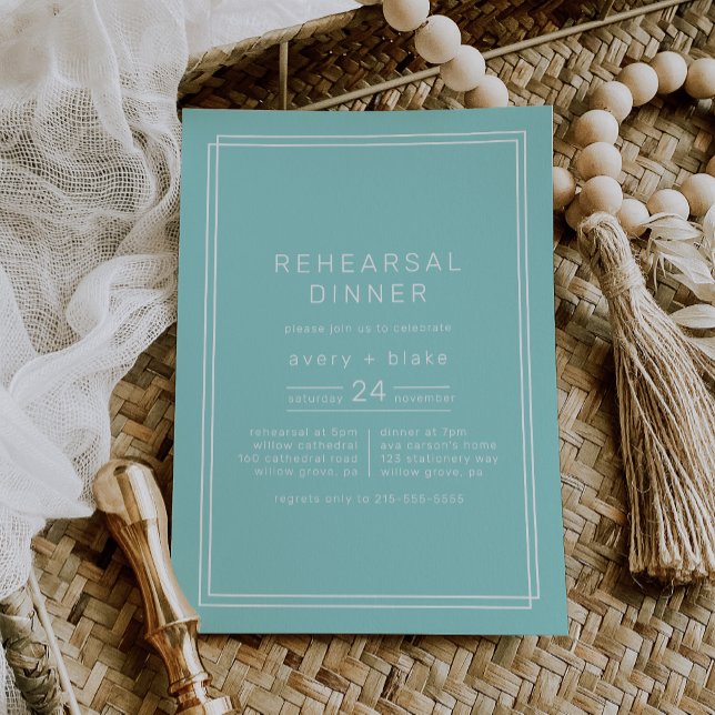 MEERY Minimalist Mint Grönt Ram Rehearsal Middag Inbjudningar (AVERY Minimalist Mint Green Frame Rehearsal Dinner Invitation)