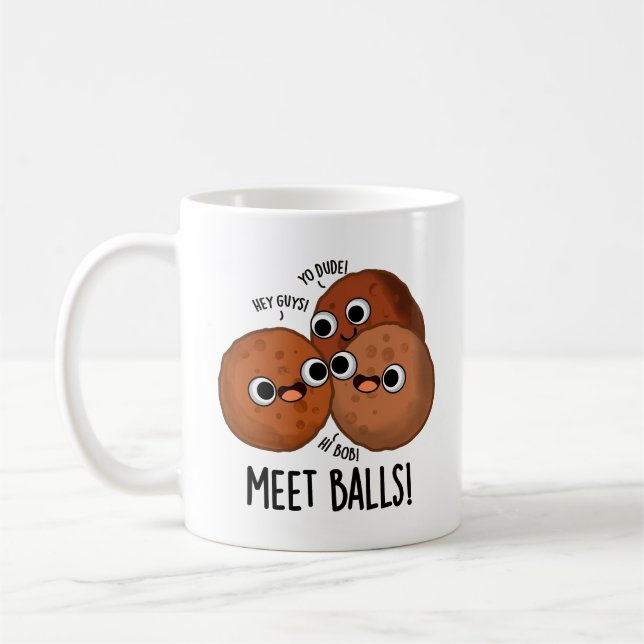 Meet-bollar Funny Social Meatball Pun Kaffemugg (Vänster)