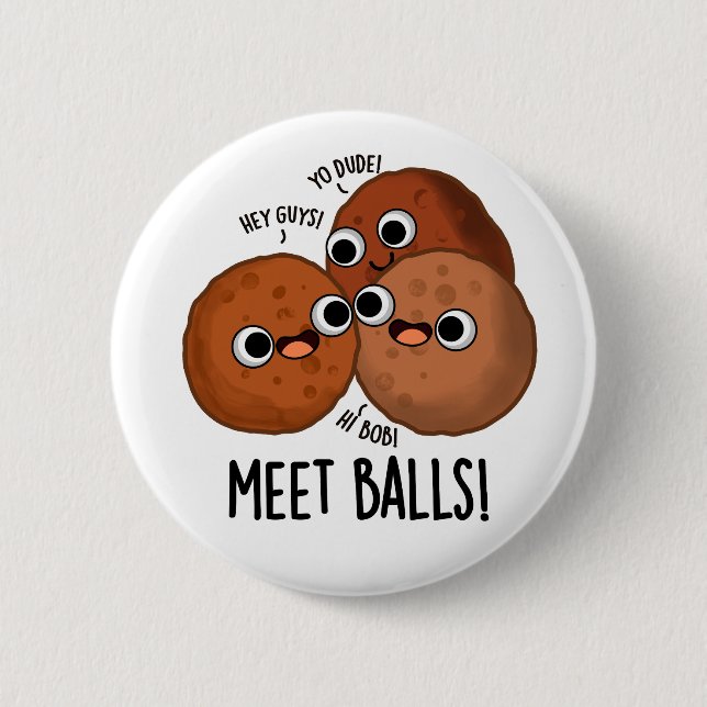 Meet-bollar Funny Social Meatball Pun Knapp (Framsida)