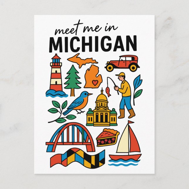Meet Me In Michigan Lighthouse Cherry Pie Car Vykort (Framsida)
