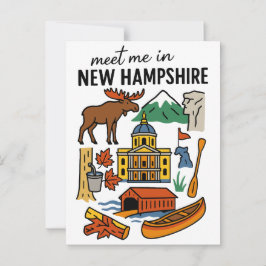 Meet Me In New Hampshire Mountains Maple Icons Vykort
