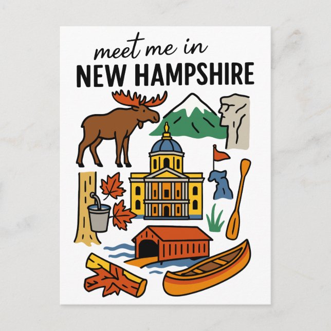 Meet Me In New Hampshire Mountains Maple Icons Vykort (Framsida)