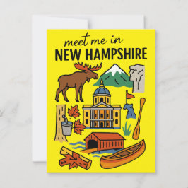 Meet Me In New Hampshire Mountains Retro Icons Vykort