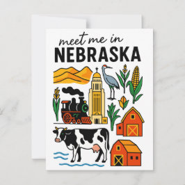 Meet Me In New Nebraska Landmarks Icons Vykort