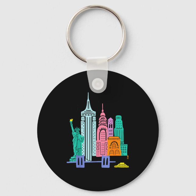 Meet Me In New York - Cute Us State Travel Retro D Nyckelring (Framsida)