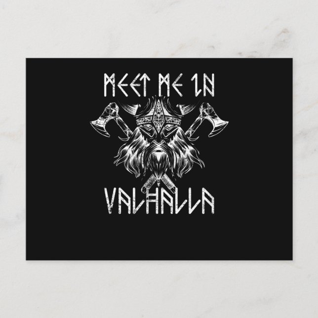 Meet Me In Valhalla Nordic Shirt Runes Vikings Vykort (Framsida)