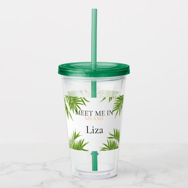 Meet Me Miami Systerbröllopsfest Akryl Tumbler Take Away Mugg (Framsida)