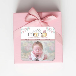 Meet The Mini Pink Baby Stickers Fyrkantigt Klistermärke