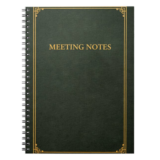 Meeting Notes Notebook | Dark Green Anteckningsbok (Framsidan)