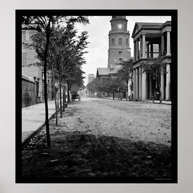 Meeting Street in Charleston, SC 1865 Poster (Framsidan)