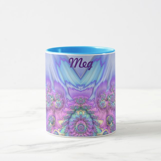 MEG ~ GLOSSY 3D Glossy Rosa Lila Blue Mugg (Center)