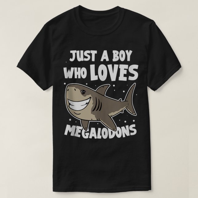 Meg Shark är bara en pojke som Kärlek Megalodons T Shirt (Design framsida)
