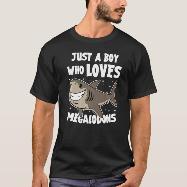 Meg Shark bara en pojke som Kärlek Megalodons T Shirt (Framsida)