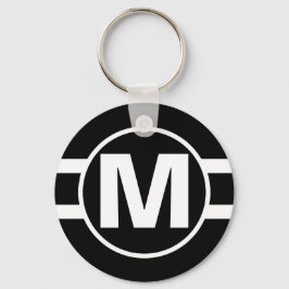 Mega Black Retro Monogrammed Nyckelring