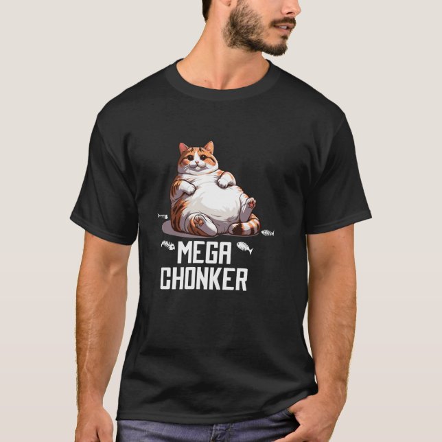 Mega Chonker Söt Katt Illustration T Shirt (Framsida)