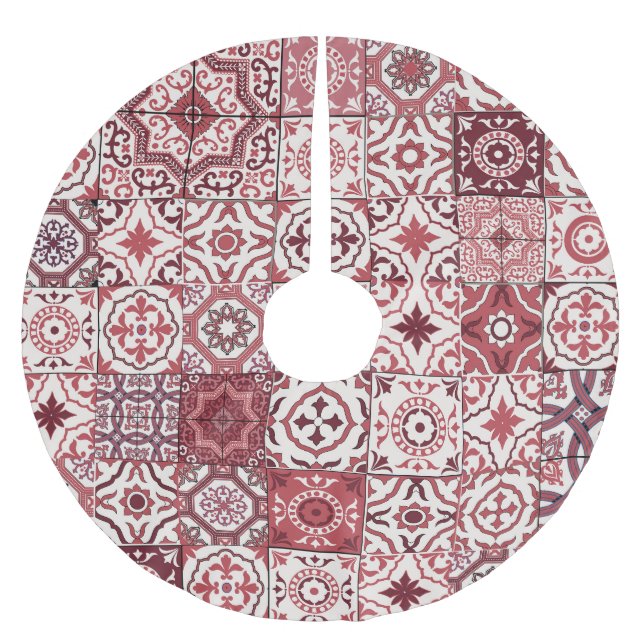 Mega Gorgous Moroccan Patchwork Mönster Julgransmatta Borstad Polyester (Framsidan)