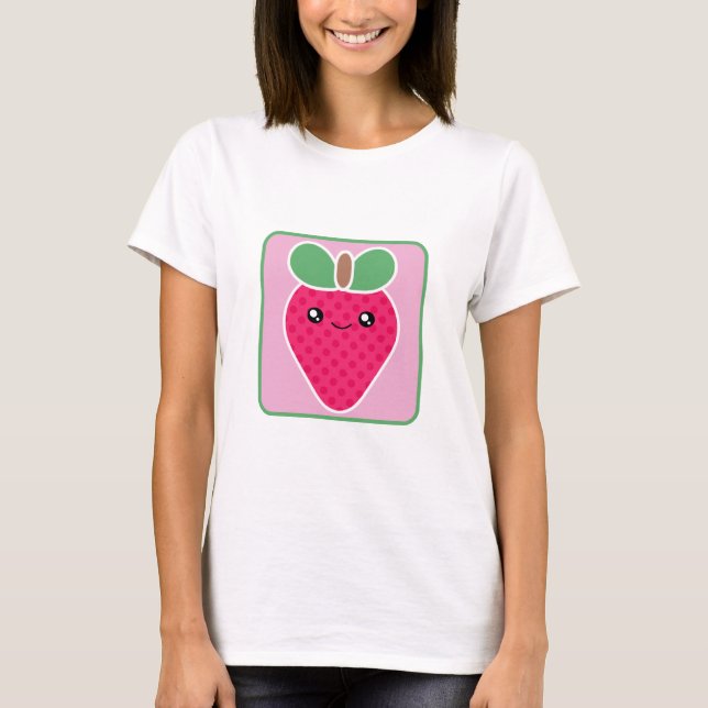 Mega Kawaii jordgubbeT-tröja T Shirt (Framsida)