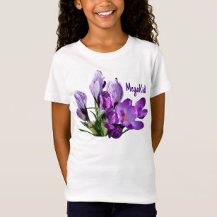 Mega Kid lila-blomma söt blommigt boho stil flicka T Shirt