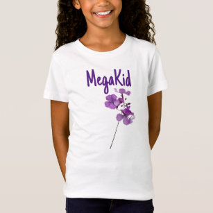 Mega Kid lila blommor söt boho blommigt Girl T Shirt